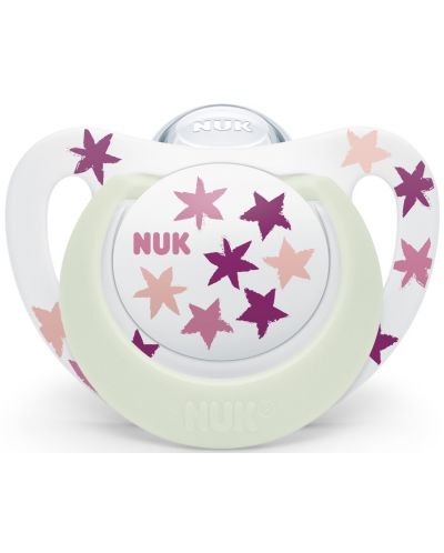 Silikonska duda Nuk - Star Night, 6-18 mjeseci, roze zvjezdice - 1