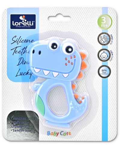 Silikonska grickalica Lorelli Baby Care - Dino Lucky, plava - 2