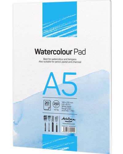 Blok za crtanje za vodene boje Drasca Watercolour pad - 20 l, А5 - 2