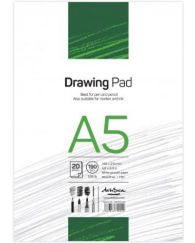 Blok za crtanje Drasca Drawing pad - 20 bijelih listova, A5 - 1