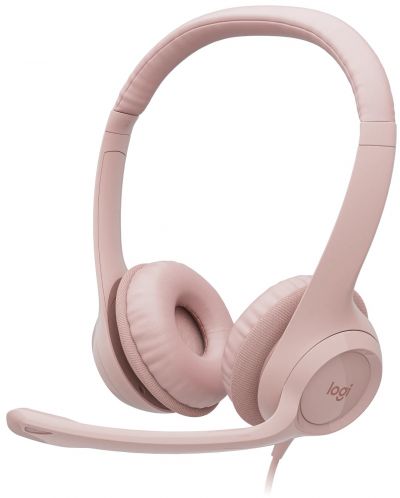Slušalice s mikrofonom Logitech - H390, ružičaste - 1