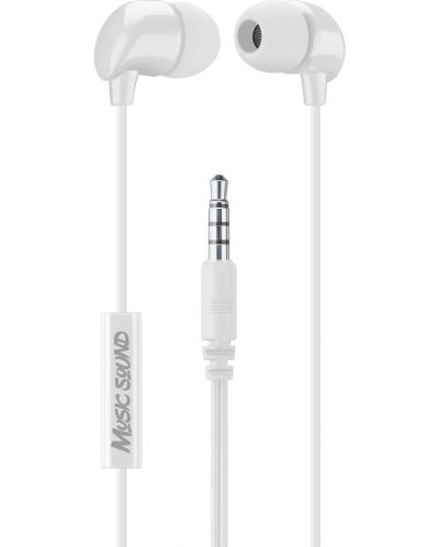 Slušalice s mikrofonom Cellularline - Music Sound 3.5 mm, bijele - 1