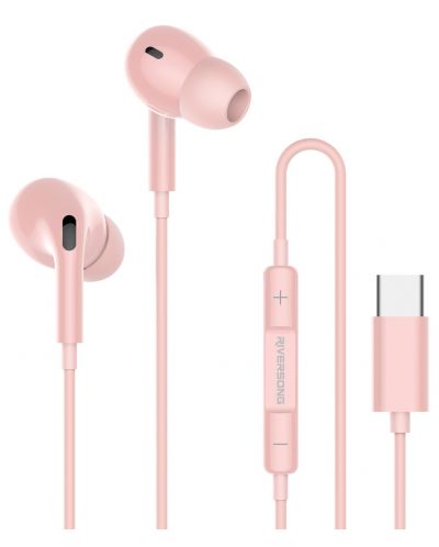 Slušalice s mikrofonom Riversong - Melody T1+, ružičaste - 1