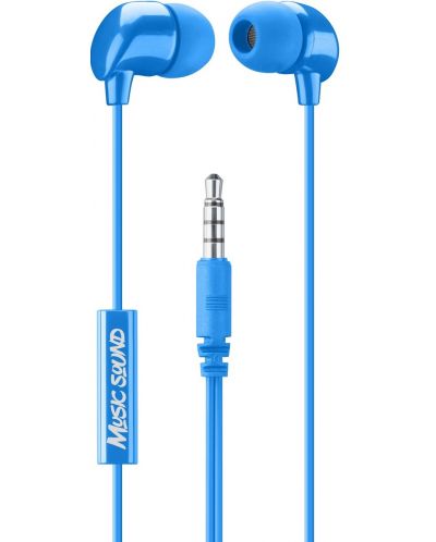 Slušalice s mikrofonom Cellularline - Music Sound 3.5 mm, plave - 1