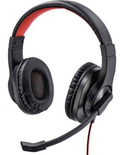 Slušalice s mikrofonom Hama - HS-USB400, crno/crvene - 1