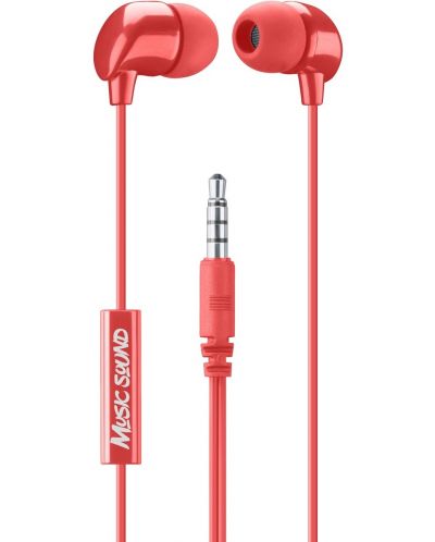 Slušalice s mikrofonom Cellularline - Music Sound 3.5 mm, crvene - 1