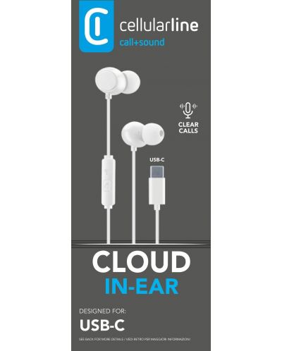 Slušalice s mikrofonom Cellularline - Cloud, bijele - 2