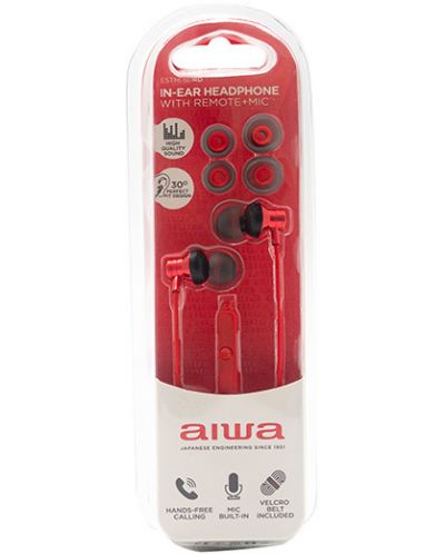 Slušalice s mikrofonom Aiwa - ESTM-50RD, crvene - 3