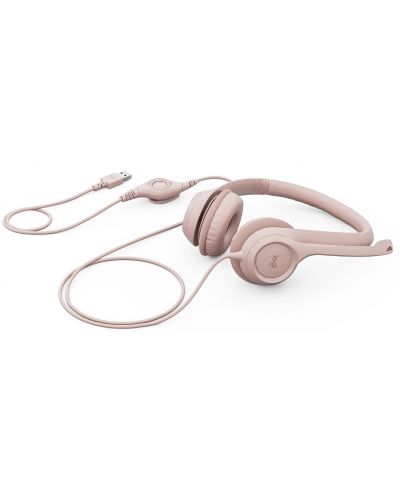 Slušalice s mikrofonom Logitech - H390, ružičaste - 4
