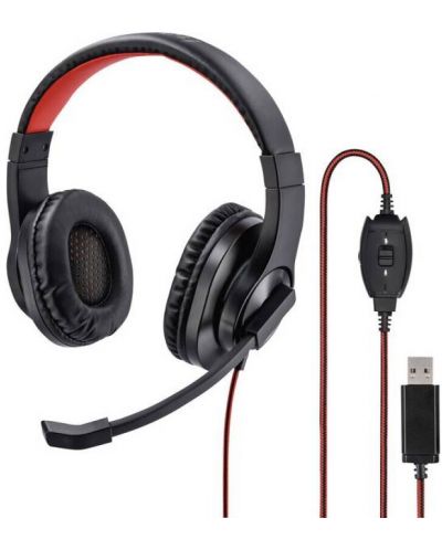 Slušalice s mikrofonom Hama - HS-USB400, crno/crvene - 3