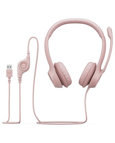 Slušalice s mikrofonom Logitech - H390, ružičaste - 5