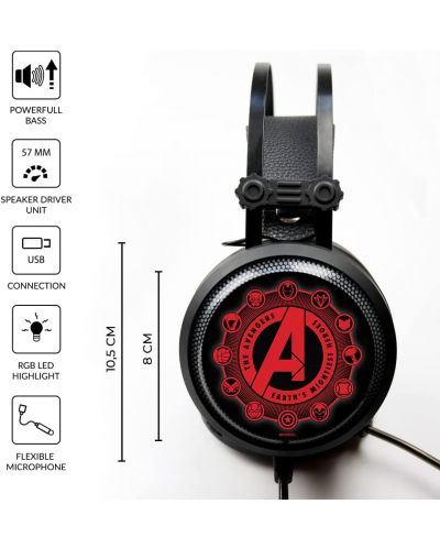 Slušalice s mikrofonom Marvel - Avengers, crne - 3