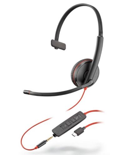 Slušalice s mikrofonom Poly - Blackwire C3215, USB-C, 3.5 mm, crne - 1