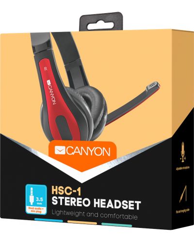 Slušalice s mikrofonom Canyon - HSC-1, crvene - 6