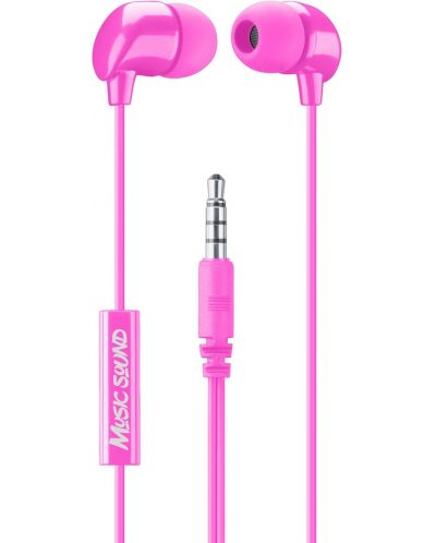 Slušalice s mikrofonom Cellularline - Music Sound 3.5 mm, ružičaste - 1