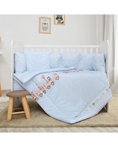 Set za spavanje za bebe Lorelli - Lili, 60 x 120 cm, Vlak, plavi - 1