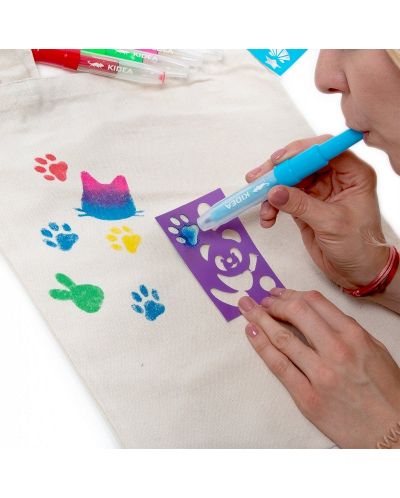 Markeri u spreju za tekstil Kidea Animals - Sa šablonama, 5 komada - 4