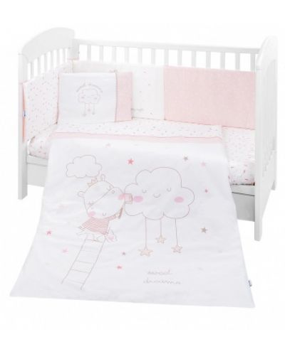 Set za spavanje za mini krevetić KikkaBoo - 6 dijelova, 70 х 140 cm, Hippo Dreams - 1