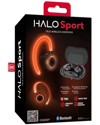Sportske slušalice Maxell - Halo Sport, TWS, crne - 4