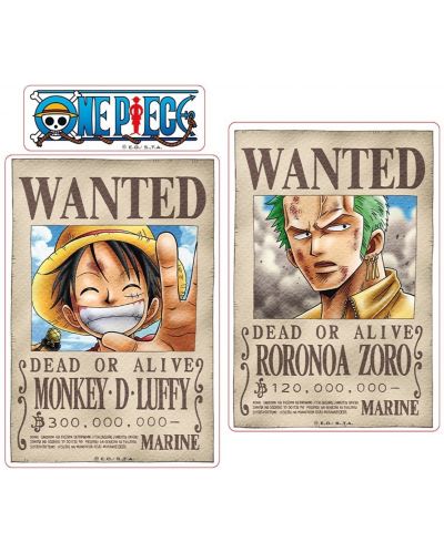 Naljepnice ABYstyle Animation: One Piece - Luffy & Zoro Wanted Posters - 1