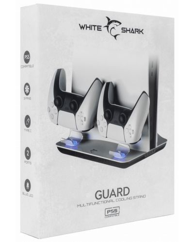 Stalak za konzolu + Docking stanica za punjenje White Shark - Guard, bijeli (PS5) - 8