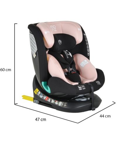 Autosjedalica Moni - Serengeti, IsoFix, I-Size, 40-150 cm, ružičasta - 11