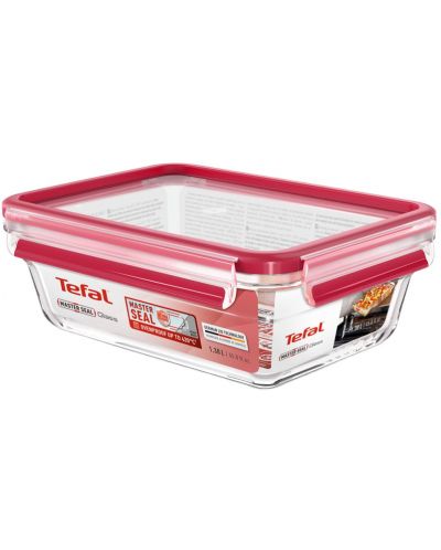 Staklena kutija za hranu Tefal - Clip & Close, 1.3 L, crvena - 2