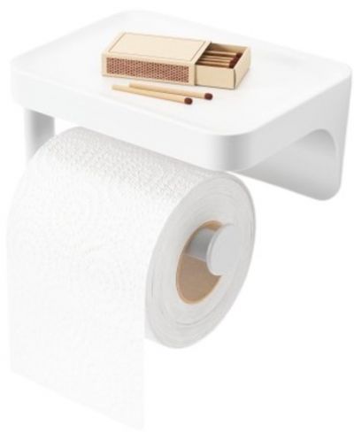 Držač za toaletni papir i polica Umbra - Flex Adhesive, bijeli - 2