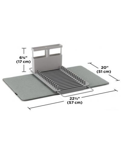 Ocjeđivač s nastavkom za pribor i šalice Umbra - UDry, 33 x 50,8 cm, sivi - 6