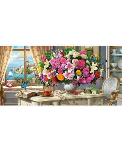 Panoramska slagalica Castorland od 4000 dijelova - Ljetno cvijeće i šalica čaja - 2
