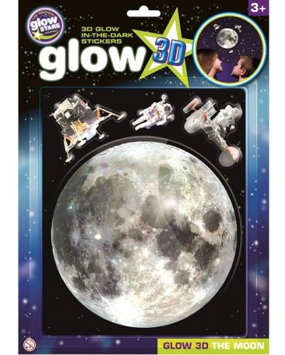 Svijetleća 3D naljepnica Brainstorm Glow - Mjesec - 1