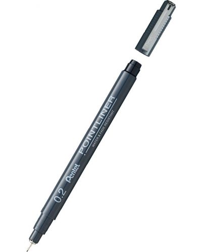 Fineliner flomaster Pentel Pointliner -  0.2 mm, crni - 1