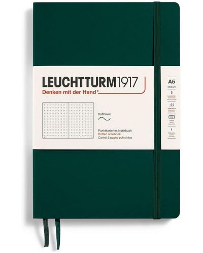 Rokovnik Leuchtturm1917 Natural Colors - A5, tamnozeleni, točkaste stranice, meki uvez - 1