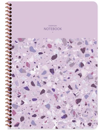 Školska bilježnica sa spiralom Keskin Color Terrazzo - A4, 80 listova, široki redovi, asortiman - 3