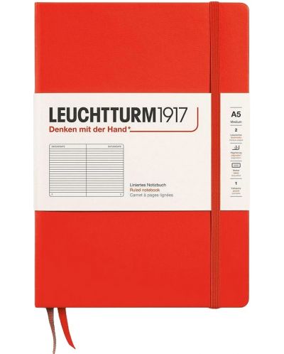 Bilježnica Leuchtturm1917 New Colours - A5, stranice na linije, Lobster, tvrdi uvez - 1