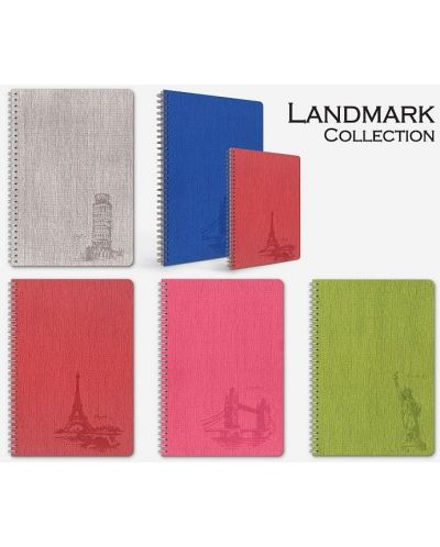 Bilježnica Lastva Landmark - А5, 80 listova, široki redovi, spirala, asortiman - 6