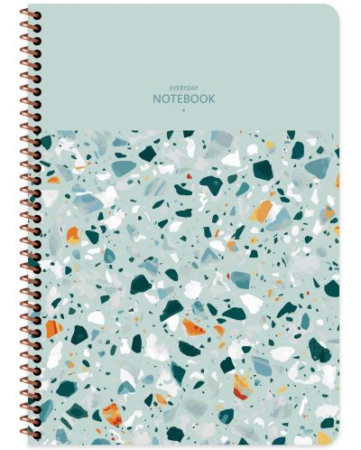 Školska bilježnica sa spiralom Keskin Color Terrazzo - A4, 80 listova, široki redovi, asortiman - 1