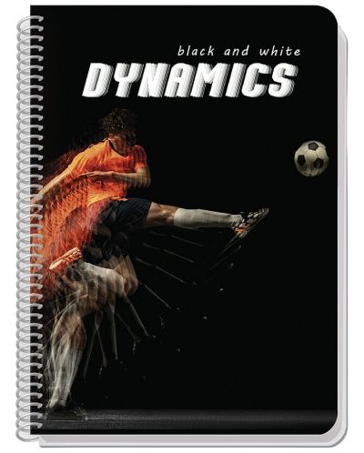 Bilježnica sa spiralom Black&White Dynamics - A4, 80 listova, široki redovi, asortiman - 3