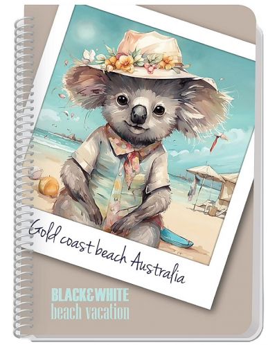 Bilježnica sa spiralom Black&White Beach Vacation - A4, 60 listova, široki redovi, asortiman - 3
