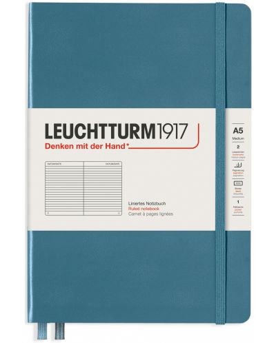 Bilježnica Leuchtturm1917 Rising Colors - А5, s linijama, Stone Blue - 1