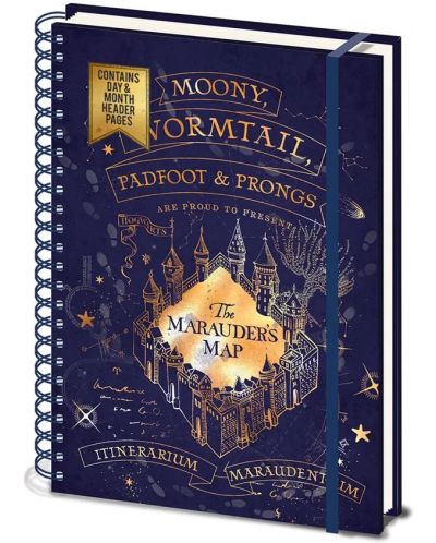 Bilježnica Pyramid Movies: Harry Potter - Marauder's Map, sa spiralom, A4 format - 1