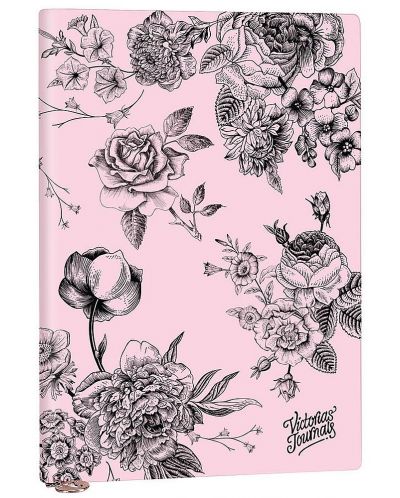 Rokovnik Victoria's Journals Florals - Rozi i crni, plastični omot, u redovima, 96 listova, A5 - 1