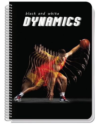 Bilježnica sa spiralom Black&White Dynamics - A4, 105 listova, široki redovi, asortiman - 2