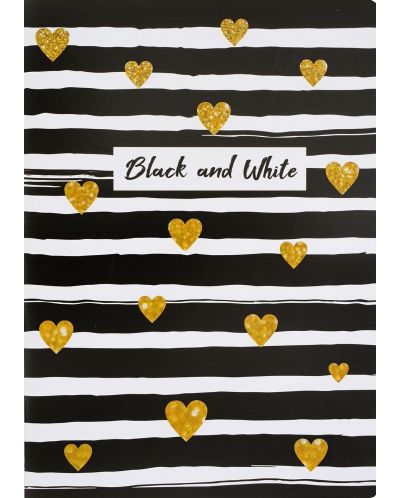 Bilježnica Black&White - Black/Gold, А4, 80 listova, široki redovi, asortiman - 1
