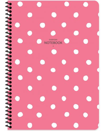 Školska bilježnica sa spiralom Keskin Color Polka Dot - A4, 80 listova, široki redovi, asortiman - 1