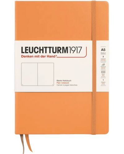 Bilježnica Leuchtturm1917 New Colours - A5, s bijelim stranicama, Apricot, tvrdi uvez - 1