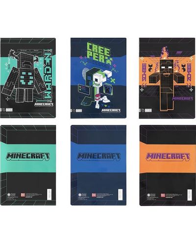 Bilježnica Panini Minecraft - Black Neon, A4, 50 listova, široki redovi, asortiman - 1