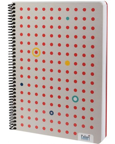 Bilježnica sa spiralom Colori - A4, 100 listova, široke linije, tvrdi uvez, asortiman - 3