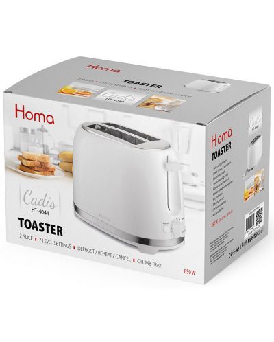 Toster Homa- HT-4044, 850W, 7 stupnjeva, bijeli - 4