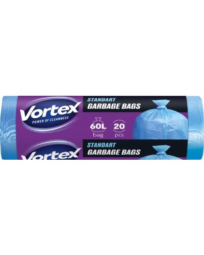 Vreće za smeće Vortex - Standard, 60 l, 20 komada, plave - 1